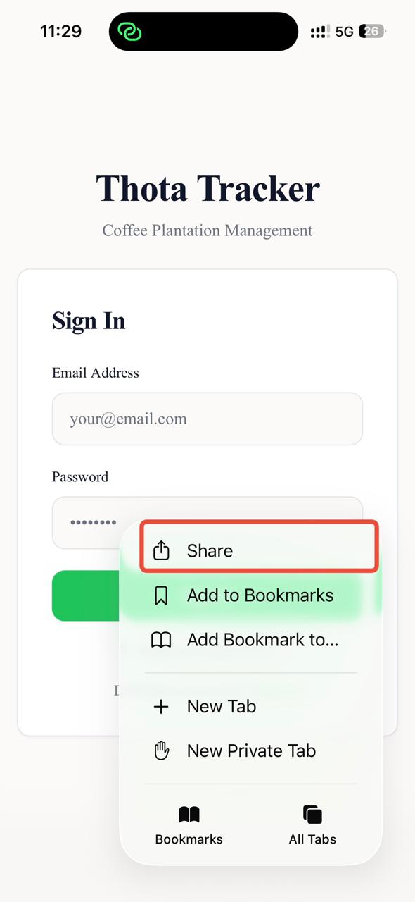 Safari share sheet with Share option highlighted